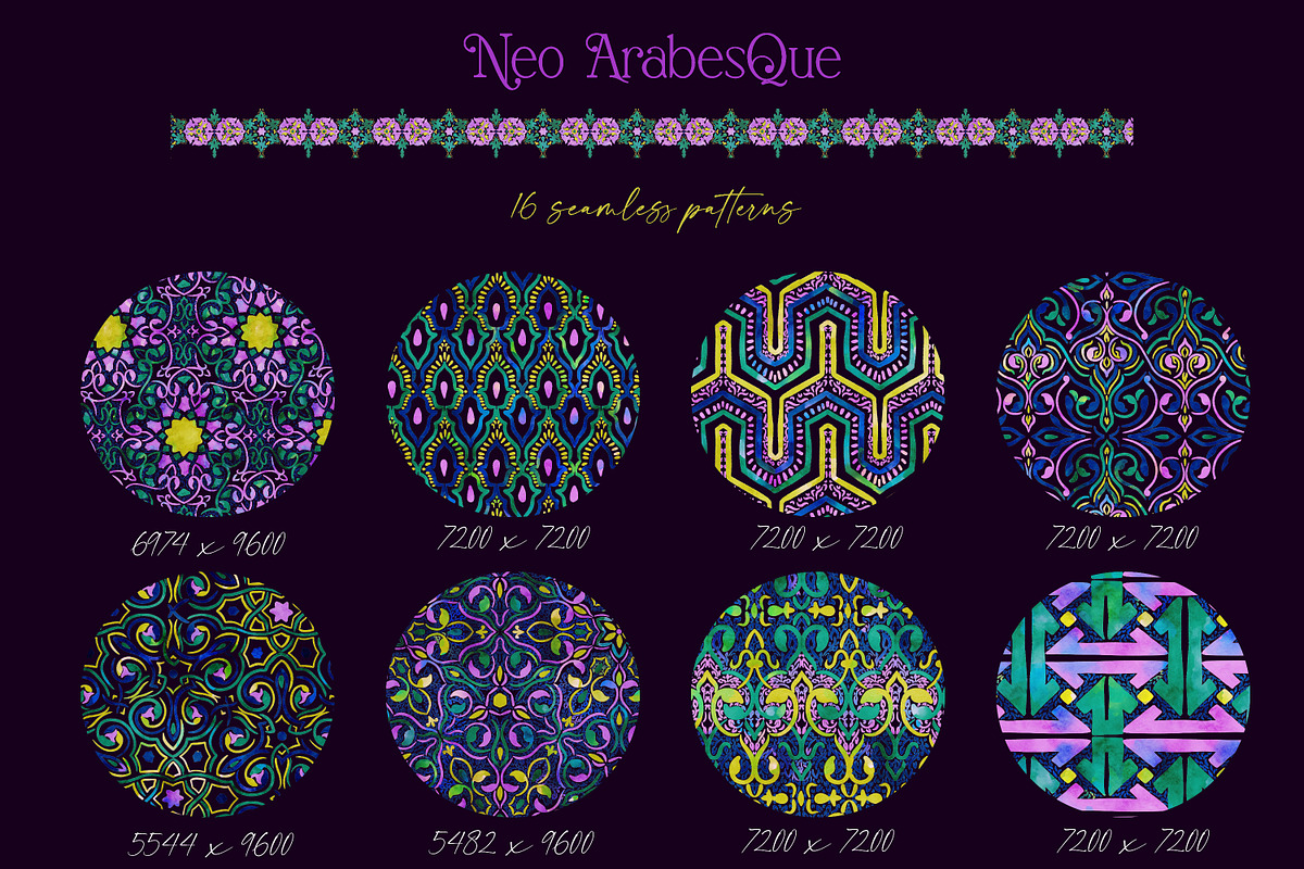 Neo Arabesque: patterns & borders, a Pattern Graphic by Mona Ahmed (Photo 2 of 15)