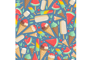 Ice cream seamless pattern. Ice