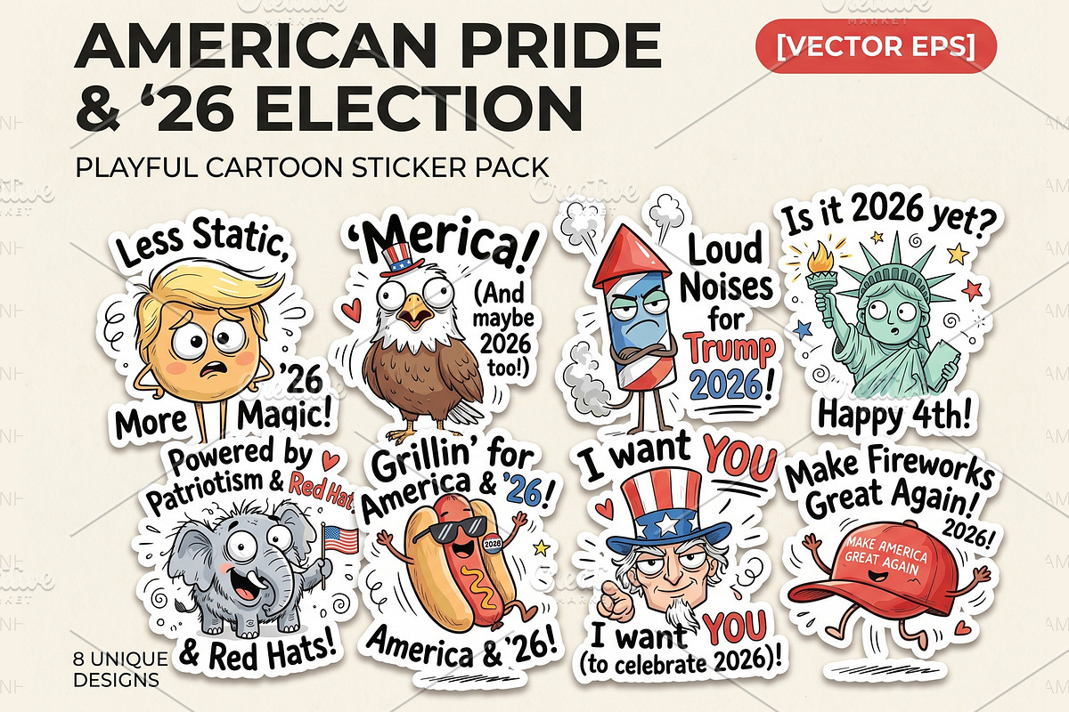 Funny Trump 2026 Sticker Pack, an Object Graphic by NH graphic (Photo 1 of 4)
