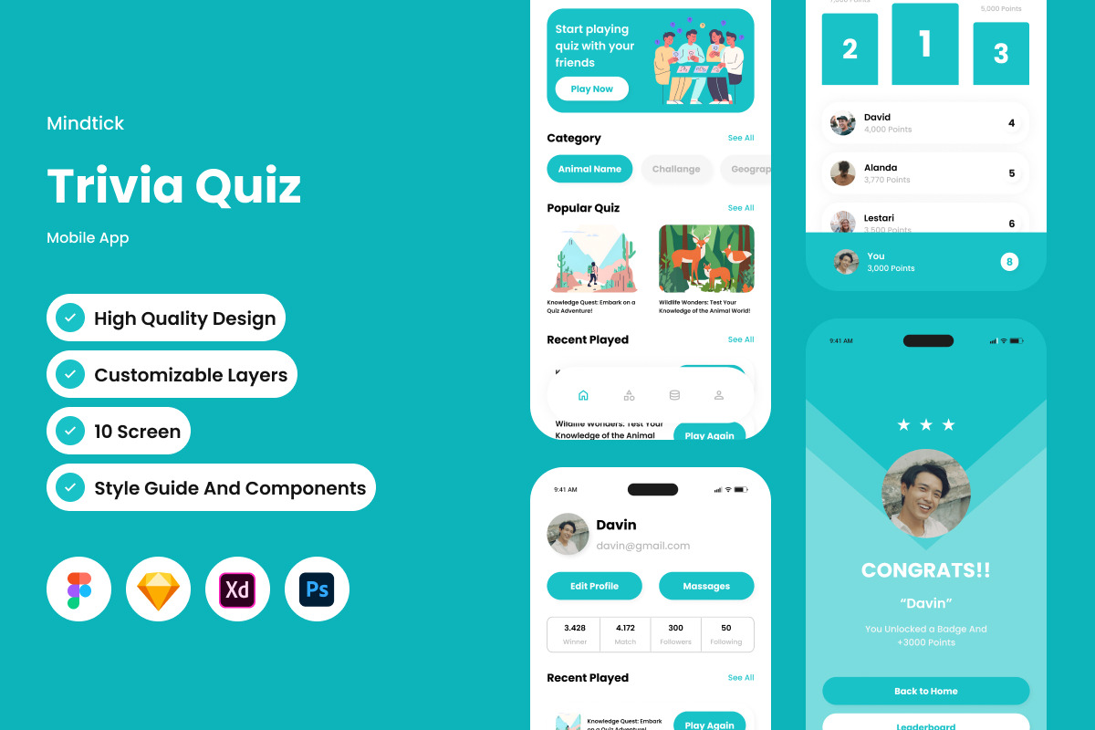 Mindtick - Trivia Quiz Mobile App, an App Template by twinstd