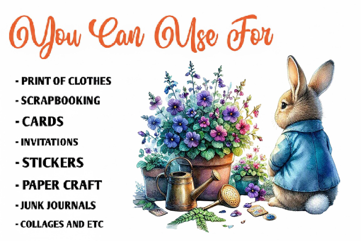 Peter Rabbit clipart, watercolor, a Seasonal Illustration by CreationArt (Photo 5 of 7)