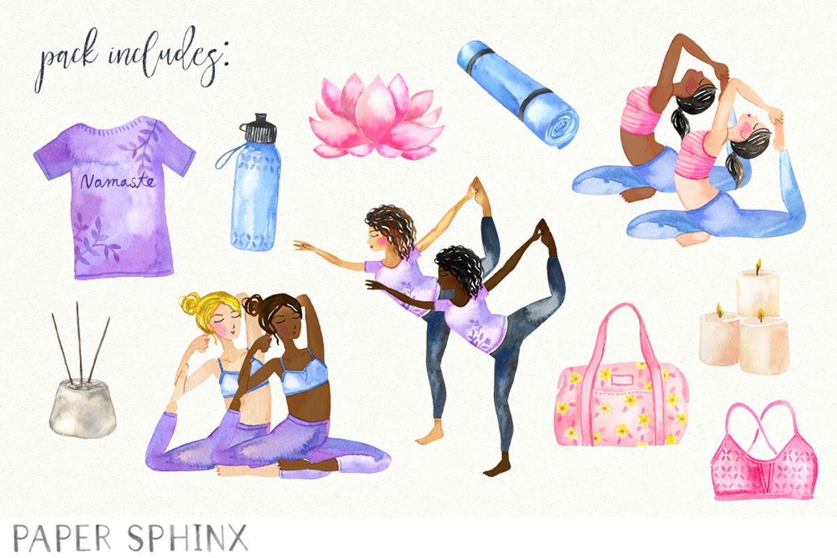 Watercolor Yoga Clipart, an Illustration by PaperSphinx (Photo 2 of 3)