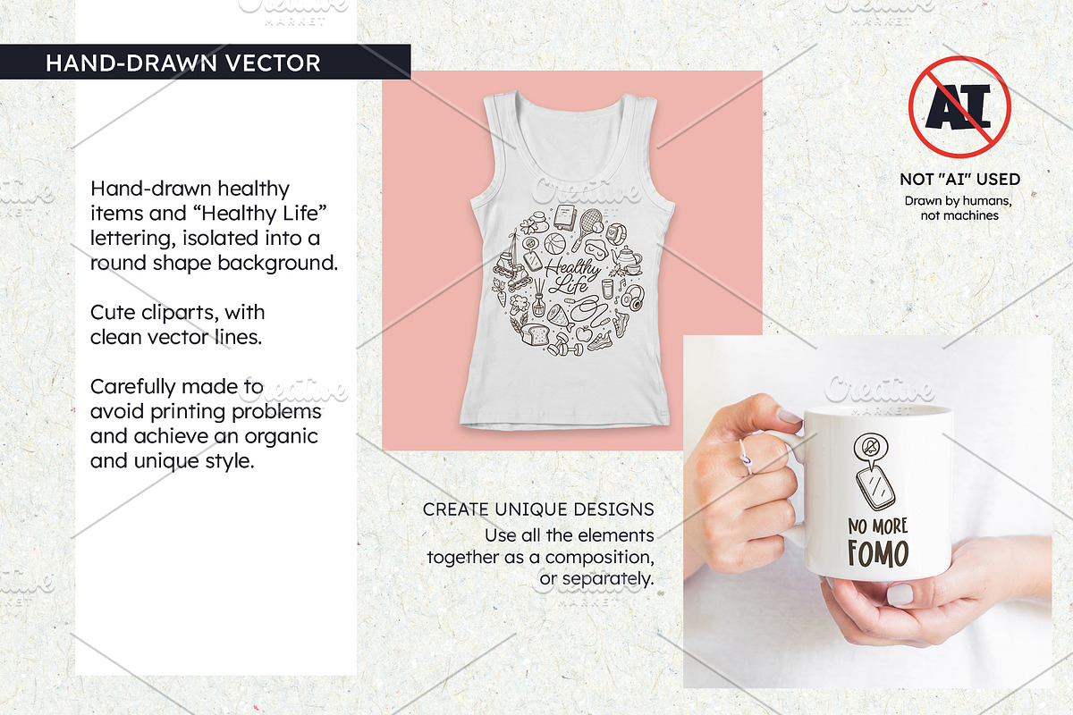 Healthy Lifestyle Doodle SVG Set, an Object Illustration by insemar (Photo 2 of 4)