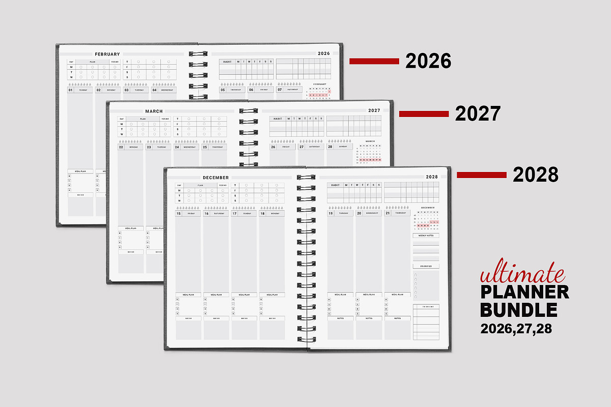 Ultimate Planner Bundle Pack 2026-28, a Stationery Template by Design Zone (Photo 2 of 11)