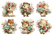 Whimsical Floral Squirrel Clipart, an Illustration by Daily.Designs (Thumbnail 3 of 5)