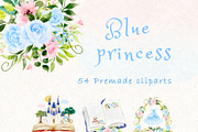 Blue Princess watercolour clipart, a Decorative Illustration by heyiamalice (Thumbnail 5 of 13)