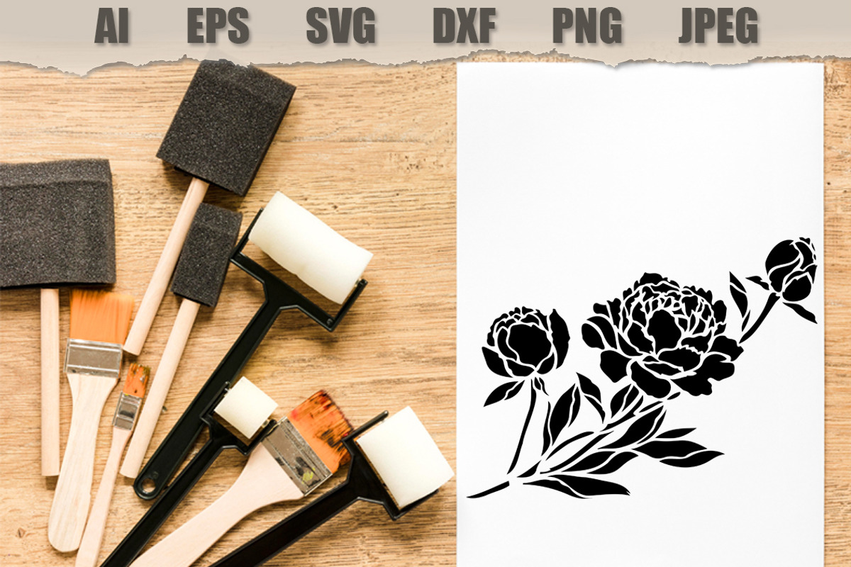 Stencils Peony Flower, a Seasonal Illustration by MARYCRAFTIRIA (Photo 3 of 3)