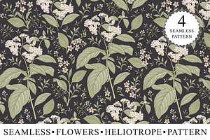 Seamless Flowers heliotrope pattern