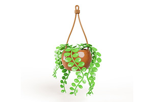 3d House Plant In Flower Hanging Pot