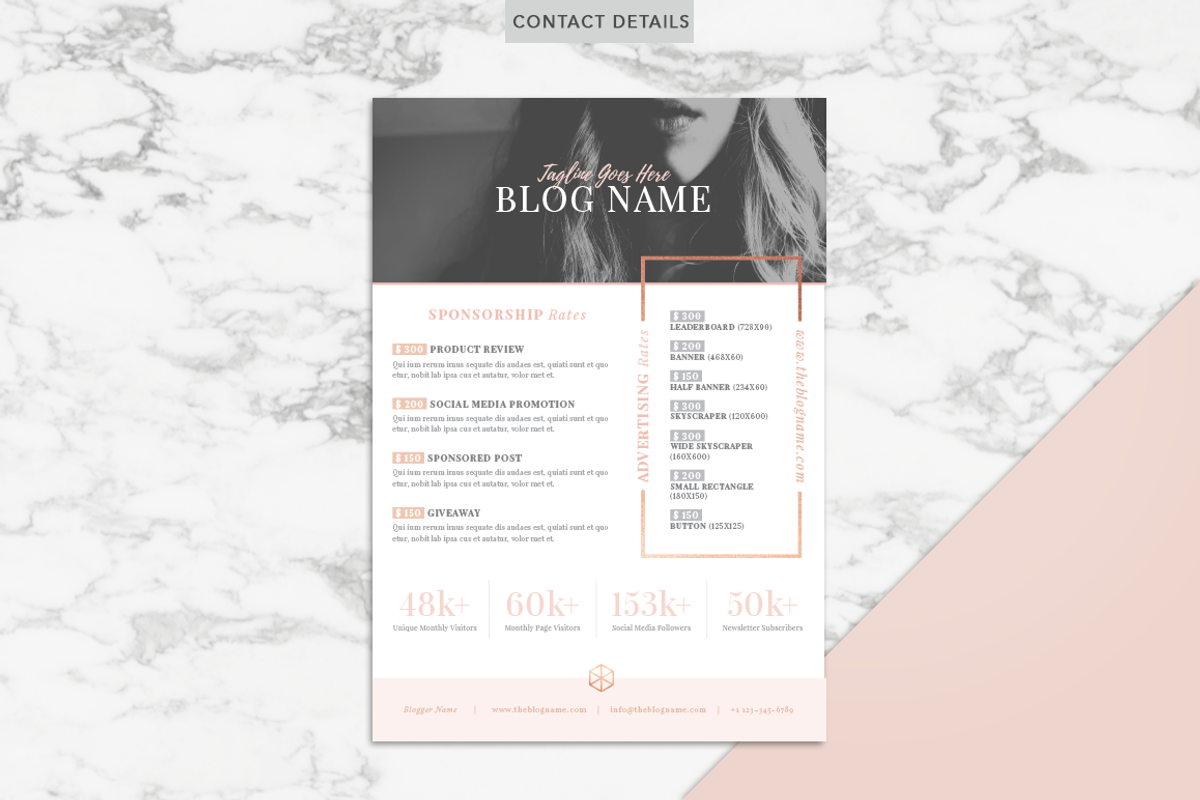 ROSE GOLD | Blog Media Kit, a Resume Template by Marigold Studios (Photo 8 of 9)