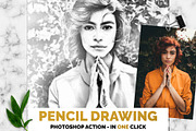 Pencil Drawing Photoshop Action, an Action Add-On by MockUpgrade (Thumbnail 1 of 7)