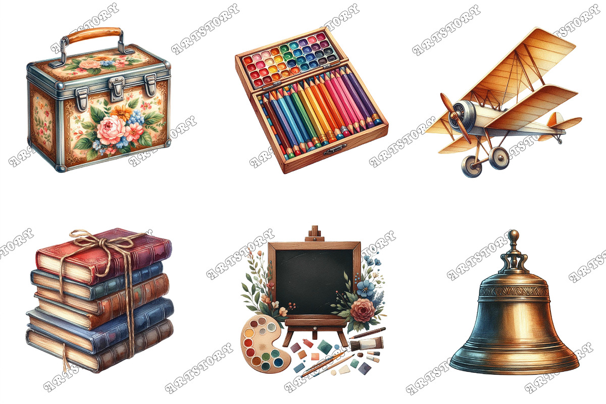 Vintage Back to School Clipart, a Graphic by designcity5 (Photo 2 of 5)