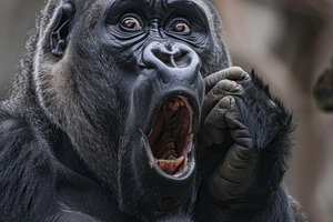 Very surprised gorilla, an Animal Photo by Handmadefont
