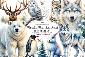 Watercolour Winter Arctic Animals