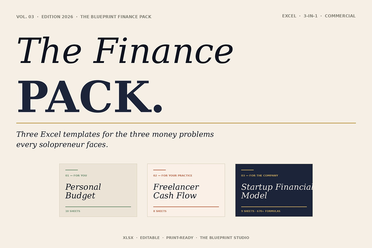 Excel Finance Pack — 3-in-1, a Branding & Logo Template by Just Necessary (Photo 1 of 9)