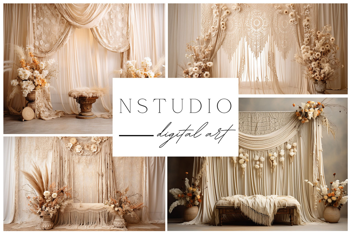 Set of 15+1 FREE BOHO Backdrops, a Layer Style Add-On by NSTUDIO (Photo 1 of 7)
