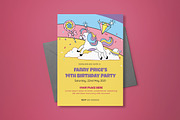 Cheerful Unicorn Birthday Invitation, an Invitation Template by graphicook (Thumbnail 2 of 3)