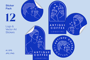 Antique Coffee - Vector Line Art