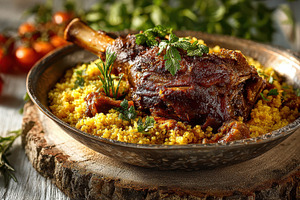 Roasted Lamb Shank with Couscous a d, a Photo by Pixeness Studio