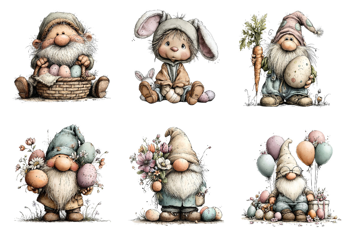 Whimsical Easter Gnome Clipart, an Illustration by Dream Creation (Photo 6 of 7)