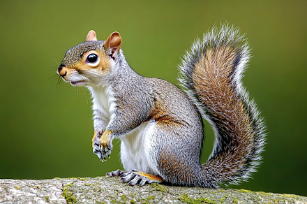 Cute squirrel sitting on tree branch in the forest, an Animal Photo by AlyaAnd