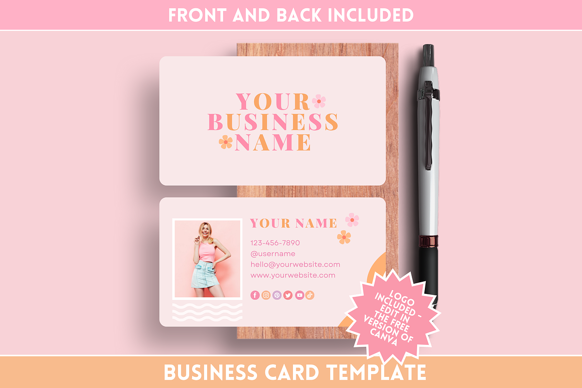Pastel Business Card Template, a Business Card Template by SunshineStudioBoutique (Photo 1 of 9)