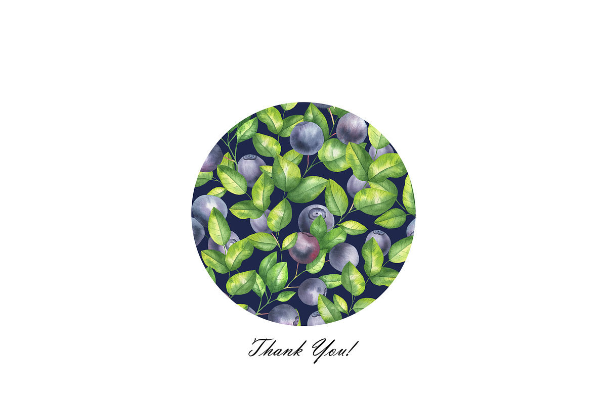 Blueberries Watercolor Patterns, an Illustration by OlDm_Shop (Photo 10 of 10)