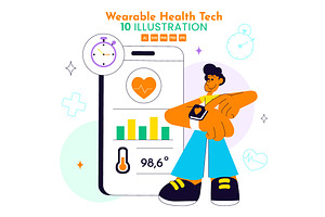 10 Wearable Health Tech Illustration, a Technology Illustration by denayunebgt
