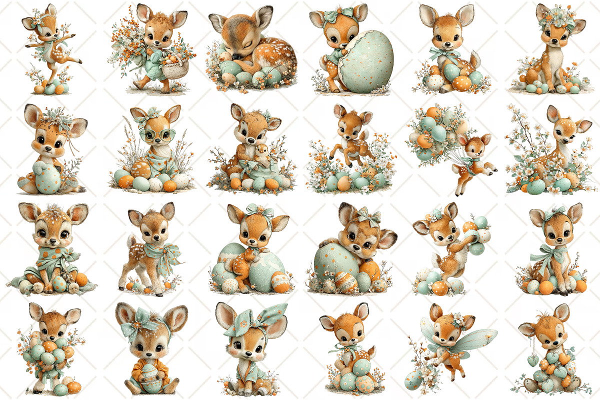 Whimsical Easter Deer Clipart, an Illustration by Black Bird Studio (Photo 2 of 5)