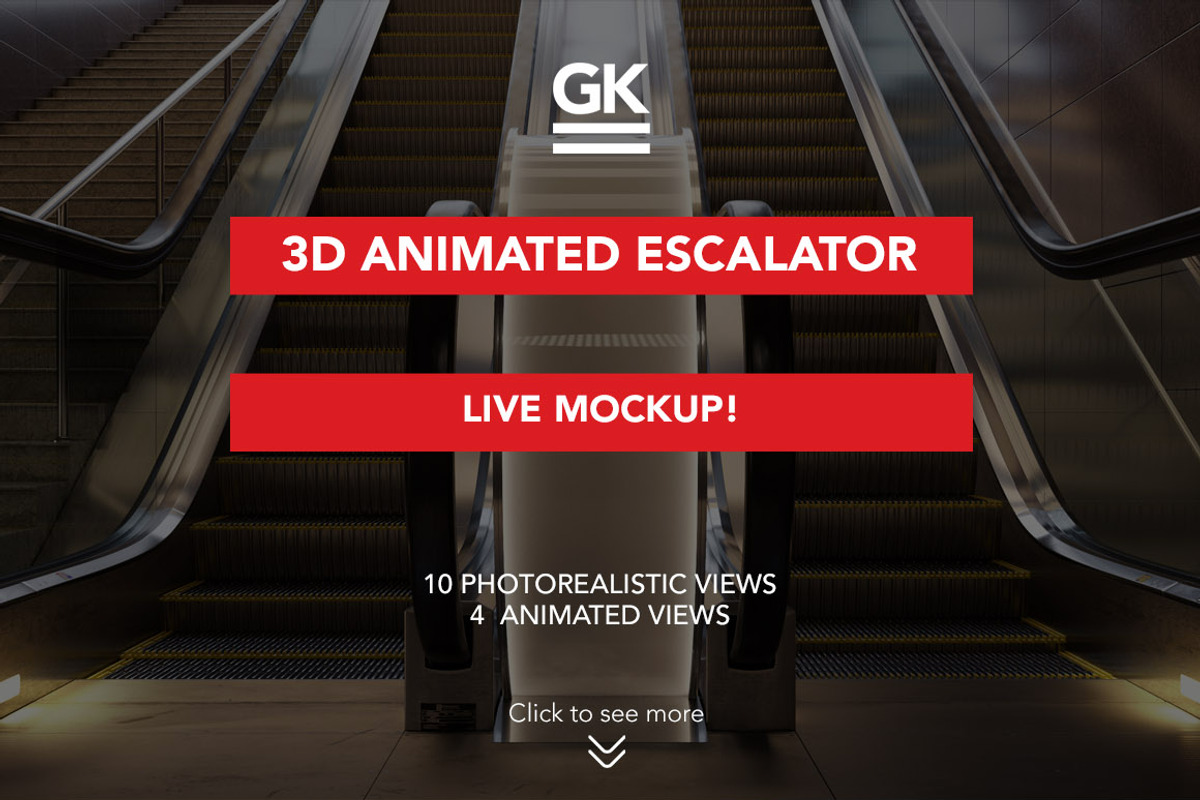 3d Escalator / Lightbox mock ups, a Product Mockup by GK Creative (Photo 1 of 2)
