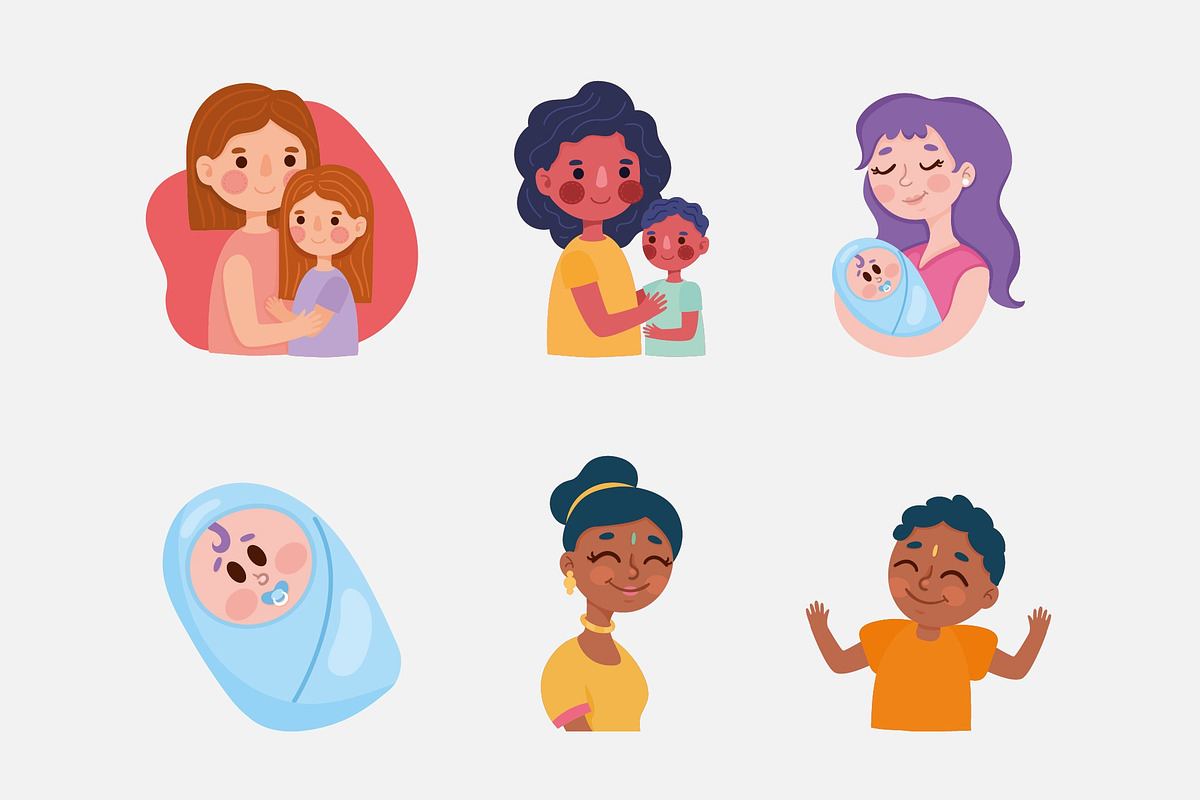 Mothers Day Illustrations Set, a Seasonal Illustration by studiogstock (Photo 2 of 4)