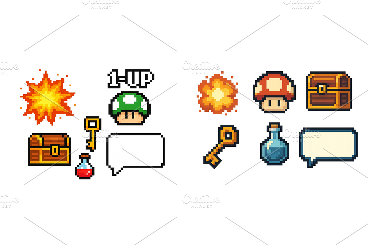 Pixel art collection featuring power, an Illustration by ZinetroN