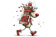 Funny Panic Reindeer Clipart, an Illustration by Craft Nest (Thumbnail 6 of 8)