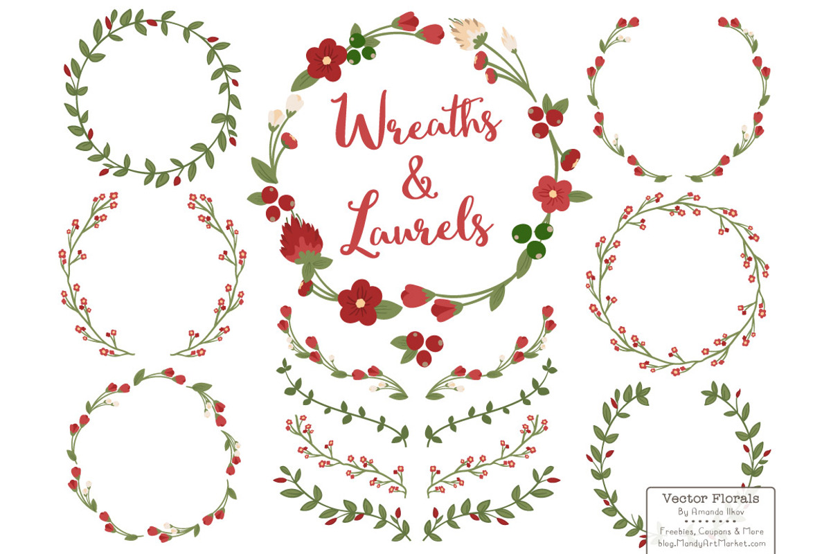 Christmas Vector Flower Wreaths, a Seasonal Illustration by Amanda Ilkov (Photo 1 of 3)