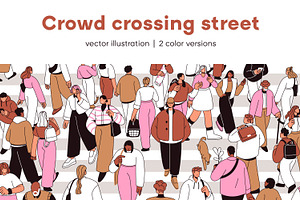 People crowd on city crosswalk, a Person Illustration by Good Studio