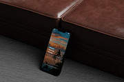 iPhone 14 on the Background Mockup, an iPhone Mockup by 2M GRAPHICS DESIGN (Thumbnail 5 of 7)