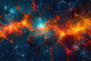 Colorful digital particles and conne, a Photo by LOGOCREATIVE