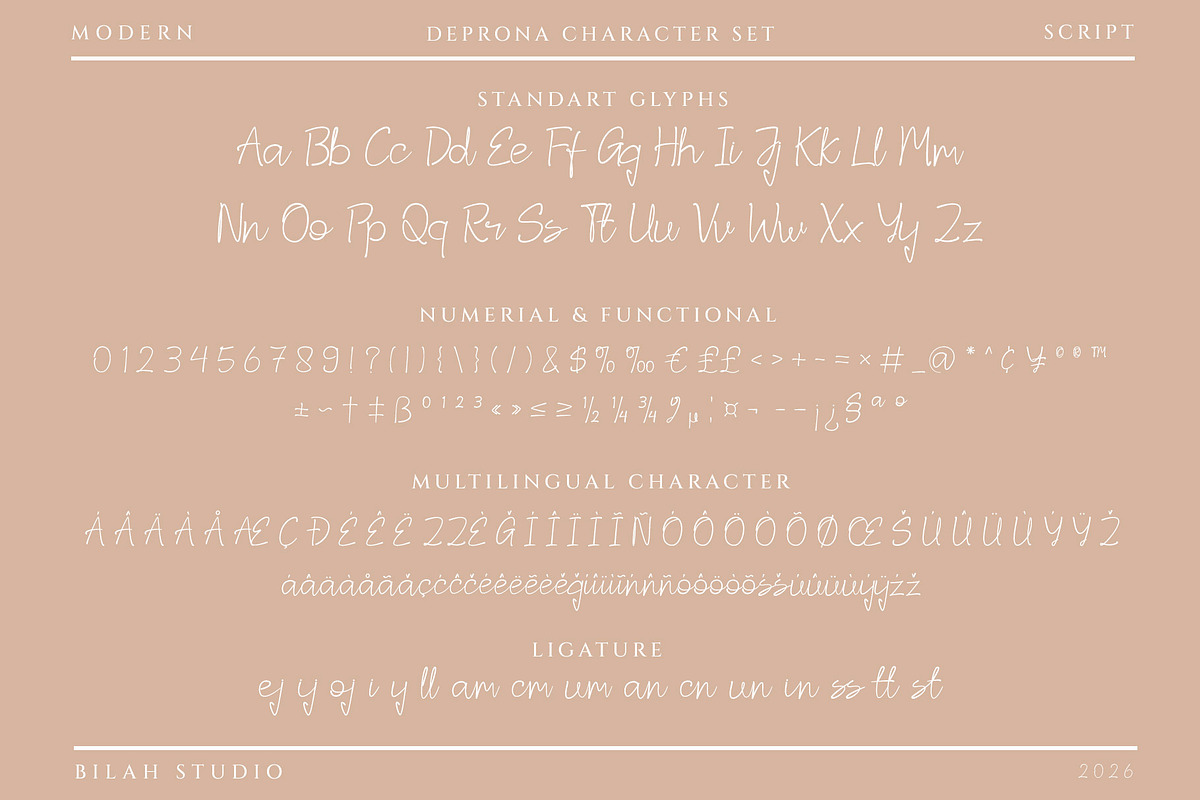 Deprona - Modern Script Font, a Script Font by Bilahstudio (Photo 9 of 11)