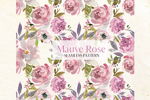 Mauve Rose Watercolor Floral Clipart