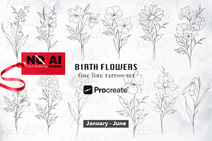 Birth FLOWER Stamps Jan-June