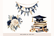 Watercolor Graduation Clipart PNG, a Decorative Illustration by illuztrate (Thumbnail 5 of 7)