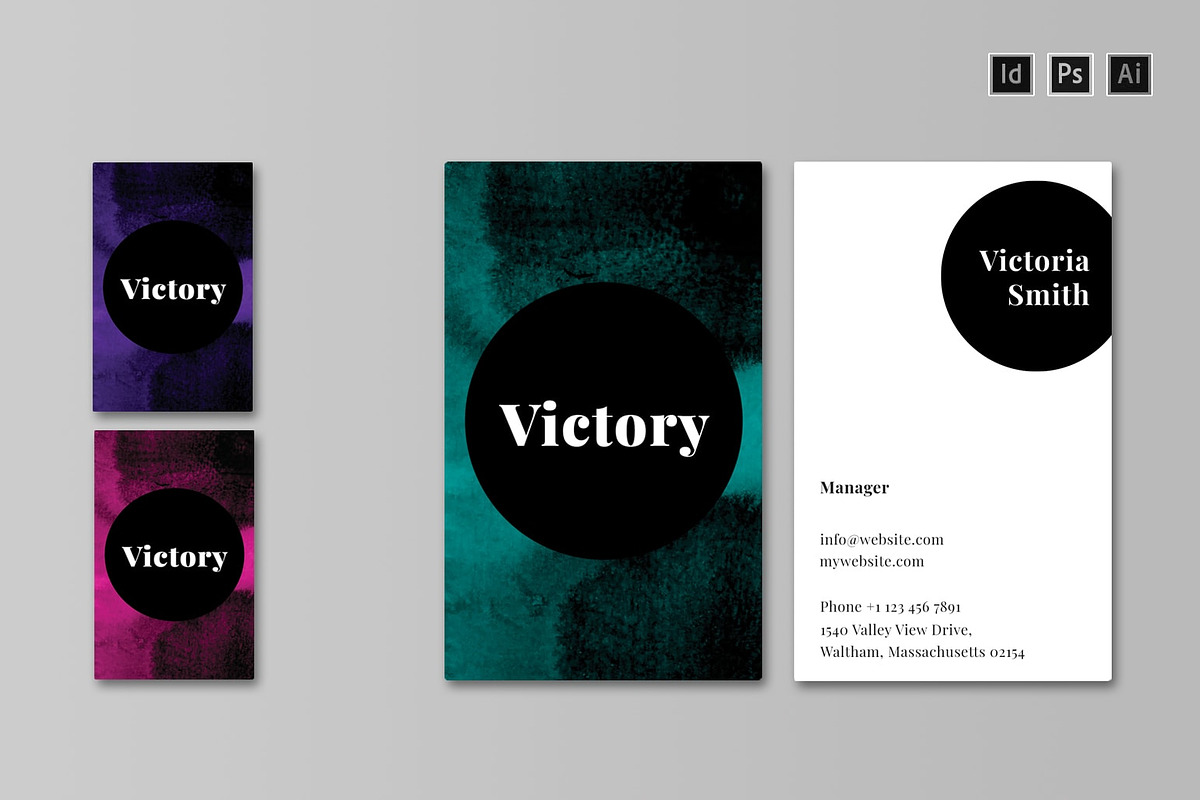 VICTORY Business Card Template, a Business Card Template by Nectarine (Photo 3 of 9)