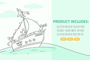 Cartoon yacht with little People, an Object Illustration by Sapunkele (Thumbnail 2 of 2)