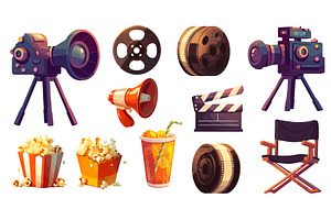Cinema elements. Cartoon movie, an Object Illustration by Stock-Smart-Start