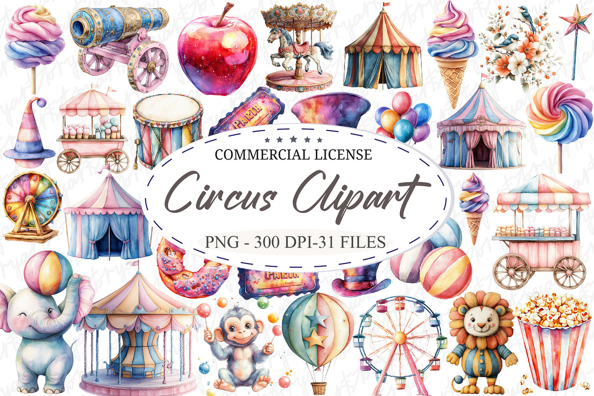 Cotton Candy Circus Pastel Carnival, an Illustration by designcity5 (Photo 1 of 5)