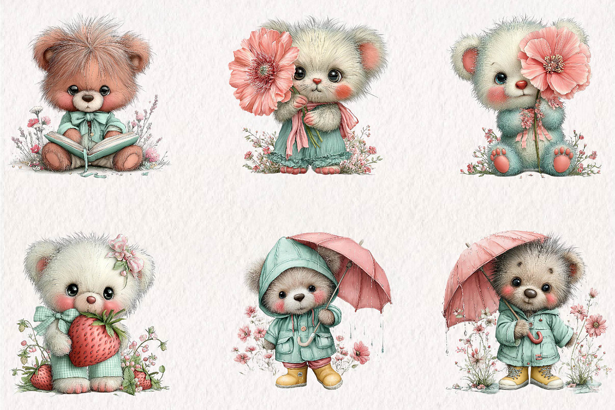 Cutie Bear Clipart Bundle, a Seasonal Illustration by CreationArt (Photo 3 of 7)