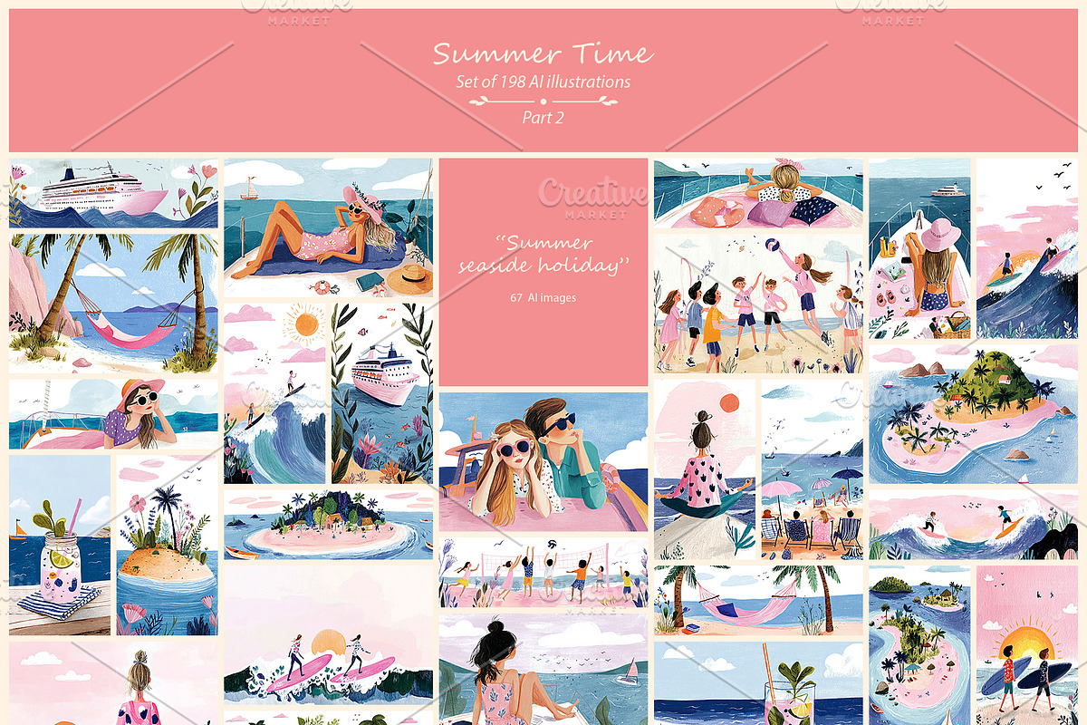 Summer- 198 AI illustrations, a Seasonal Illustration by Pundateam (Photo 6 of 6)