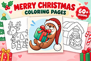 Merry Christmas Coloring Pages #5, a Seasonal Illustration by Inkivelle Studio (Thumbnail 1 of 3)