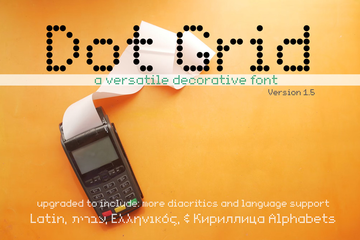 Dot Grid, a Slab Serif Font by Essqué Productions (Photo 1 of 5)