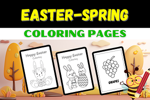 Easter Spring Coloring Pages, a Templates & Theme by Premium Digital Templates